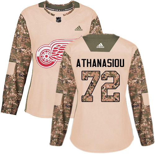 Adidas Red Wings #72 Andreas Athanasiou Camo Authentic 2017 Veterans Day Women's Stitched NHL Jersey